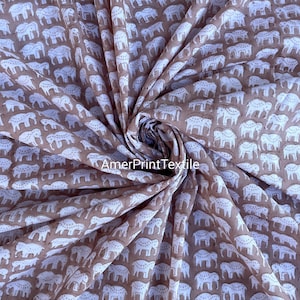 Handbedruckte Elefant-Baumwolle - weicher Boho-Stoff für Quilts, Kleider & Polster