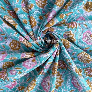 Block print fabric, Hand block print cotton fabric, Block printed cotton, Hand made, 100% cotton cloth, Fabric by yard,
