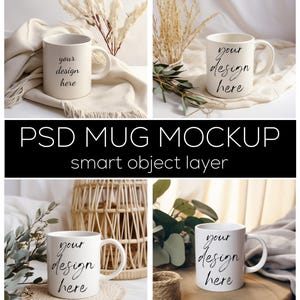 Boho Coffee Cup Mockup Bundle: PSD Mug Mockups (Digital Download)