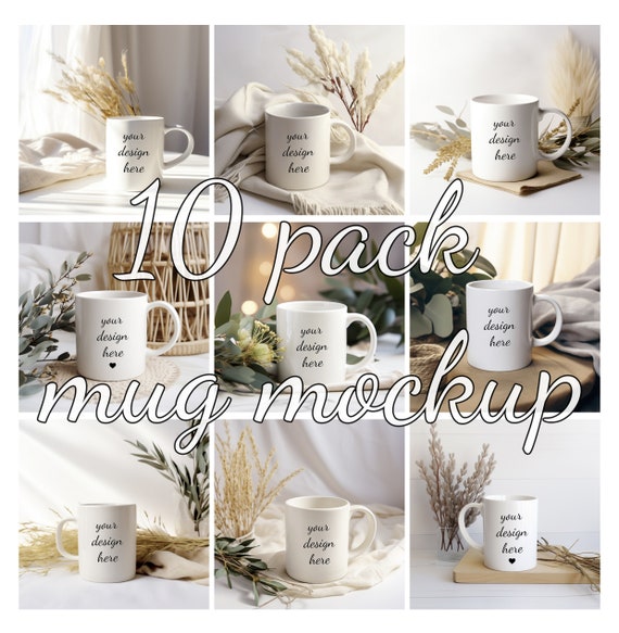 Boho Mug Mockup Bundle: Styled Coffee Cup Photo Template (Digital Download)