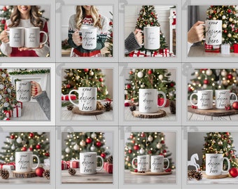 Christmas Mug Mockup Bundle: Winter Coffee Cup Styled Stock Photos (Digital Download)