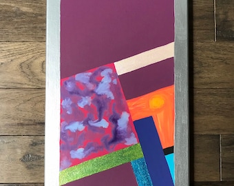 Southwestern Jewelry Inspired 12x24 inch Acrylic Painting on Canvas "Plum Surprised"
