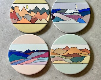 Set of Four Ceramic Coasters