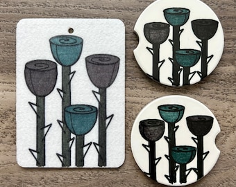Set of Car Coasters and Air Freshener - Choose from 30 scents!