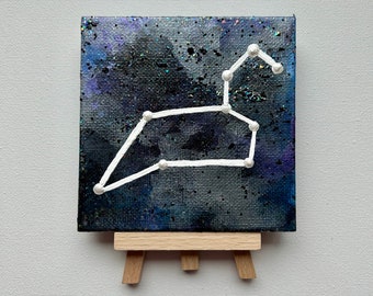 Leo Constellation Painting on Mini Canvas with Display Easel
