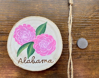 Alabama State Flower Painting on Wood - magnet or hanging ornament