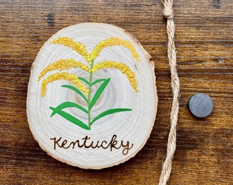 Kentucky State Flower Painting on Wood Round - magnet or hanging ornament