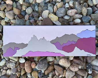 Abstract Mountain Landscape on 4x12 inch Canvas - “Purple Mountains”