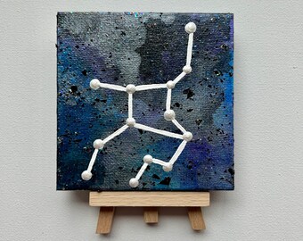 Virgo Constellation Painting on Mini Canvas with Display Easel