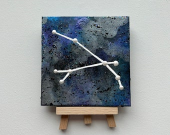 Aries Constellation Painting on Mini Canvas with Display Easel