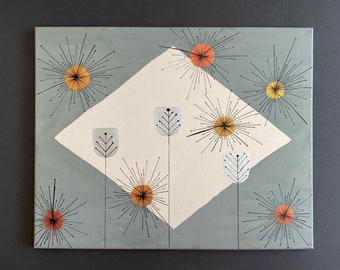 1950’s Atomic Style Painting on 16x20 inch Canvas - “Elementals”
