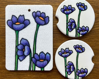 Set of Car Coasters and Air Freshener - Choose from 30 scents!