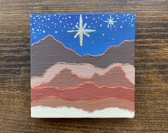 Desert Mountain Scene at Night Magnet