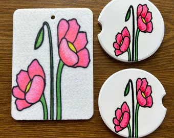 Set of Car Coasters and Air Freshener - Choose from 30 scents!