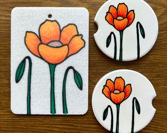 Set of Car Coasters and Air Freshener - Choose from 30 scents!