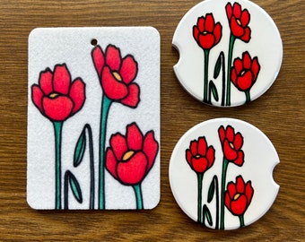 Set of Car Coasters and Air Freshener - Choose from 30 scents!