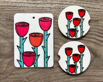 Set of Car Coasters and Air Freshener - Choose from 30 scents!