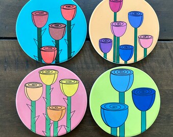 Set of Four Ceramic Coasters