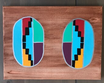 Southwestern Jewelry Painting 9x12 inch on Canvas “A Couple of Studs”