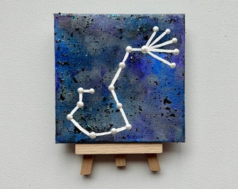 Scorpio Constellation Painting on Mini Canvas with Display Easel