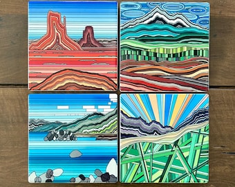 Set of Four Ceramic Coasters