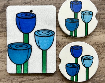 Set of Car Coasters and Air Freshener - Choose from 30 scents!