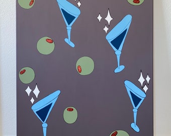 Acrylic, Ink and Glitter Painting on 24x30 inch Canvas - “Four Deep on the Point”