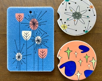 Set of Car Coasters and Air Freshener - Choose from 30 scents!