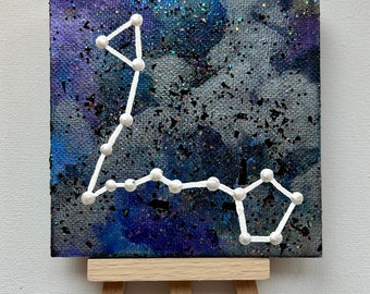 Pisces Constellation Painting on Mini Canvas with Display Easel