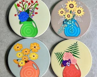 Set of Four Ceramic Coasters
