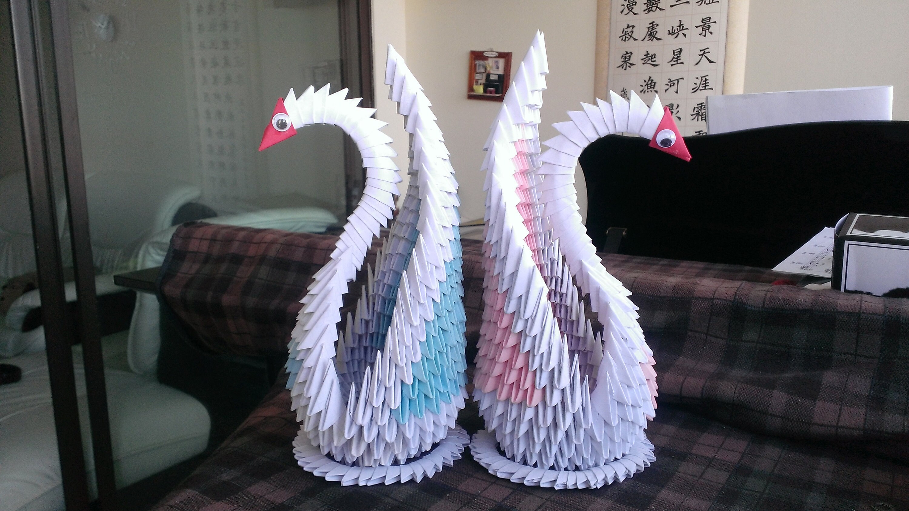 3D Origami swan Lake Coupled Swan Heart Love Etsy