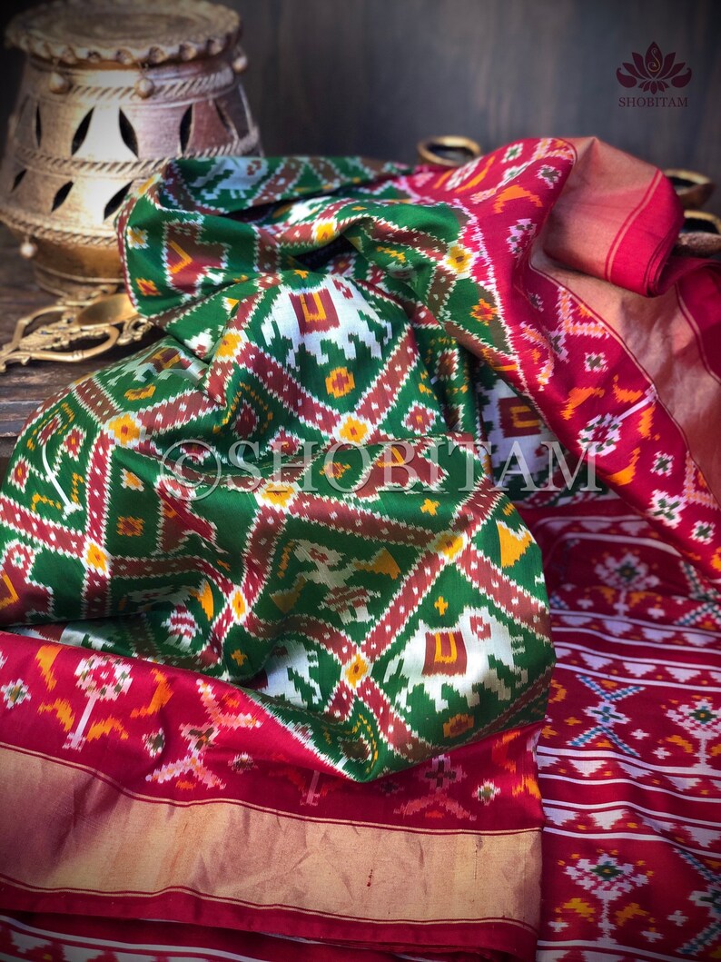 Shobitam Saree Ikkat Patola Design Pochampalli Pure Silk Saree I SILK MARK CERTIFIED