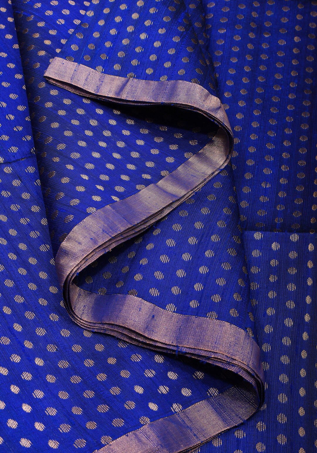 Blue Base Silk Cotton Saree with Red & Black Buti Flower on Pallu with Red Stripes on Body