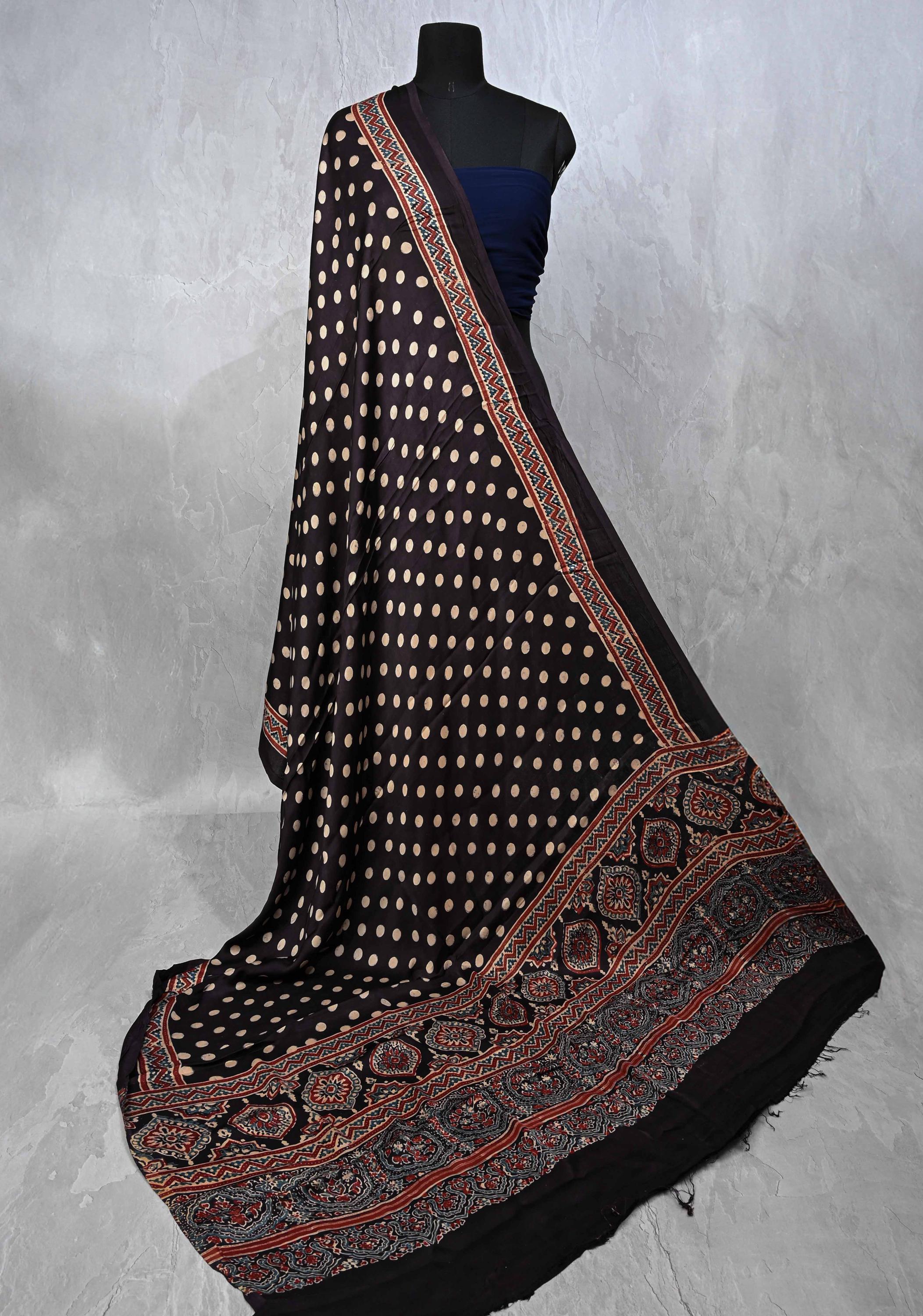 Banarasi Silk Blend Dupatta – Polka Dot With Gold Zari Work, 2.5 Meters – Shawl/Scarf For Weddings, Festivals & Ethnic Wear