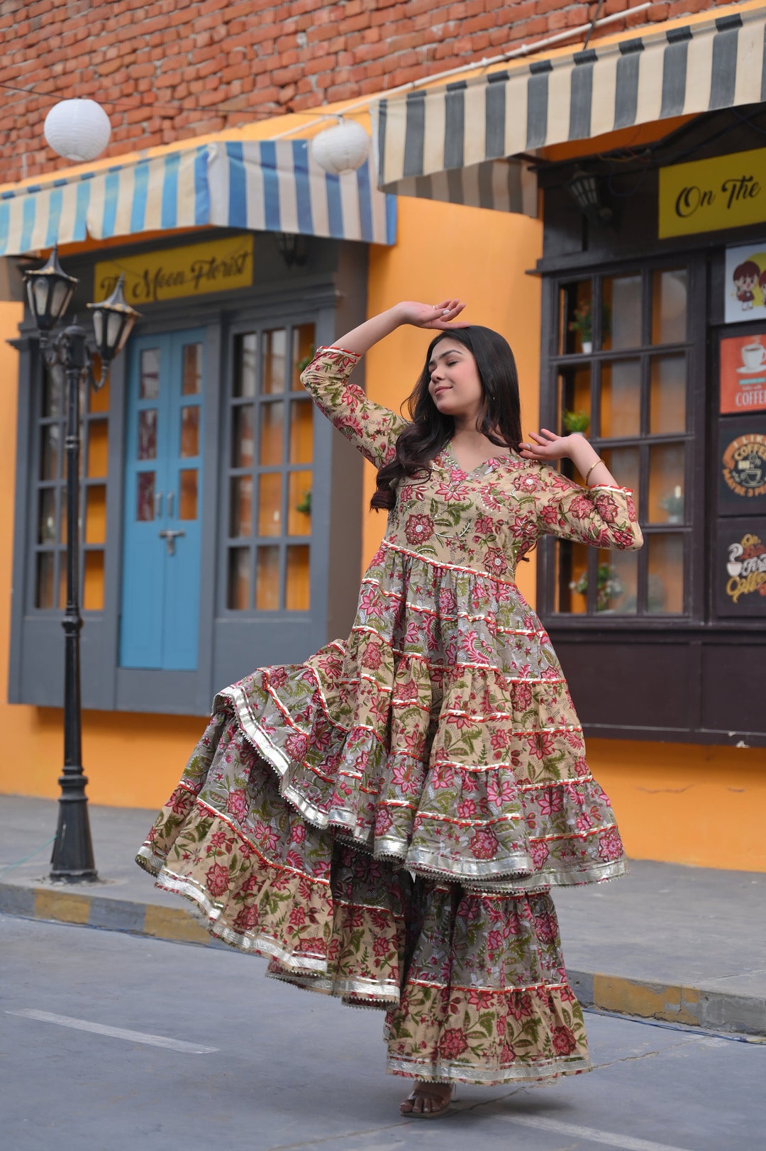 Bhoomi Block Print Kurta With Kalidaar Palazzo Made to Order - Etsy