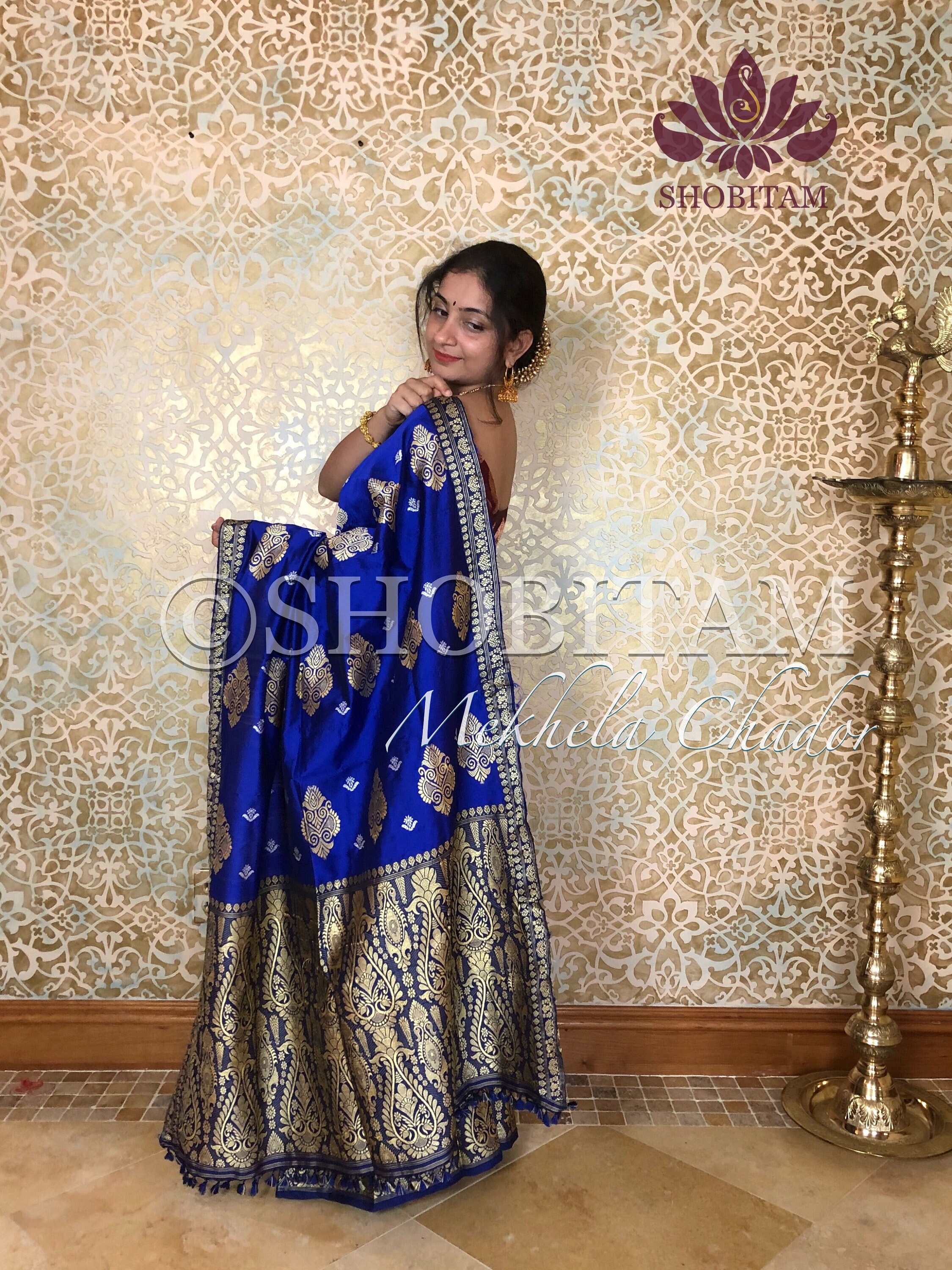 Size small Statement Royal Blue Silk Mekhela Chador Assamese Style Saree Grand Ethnic Outfit Stylish Dress Designer Handloom Saree Etsy India