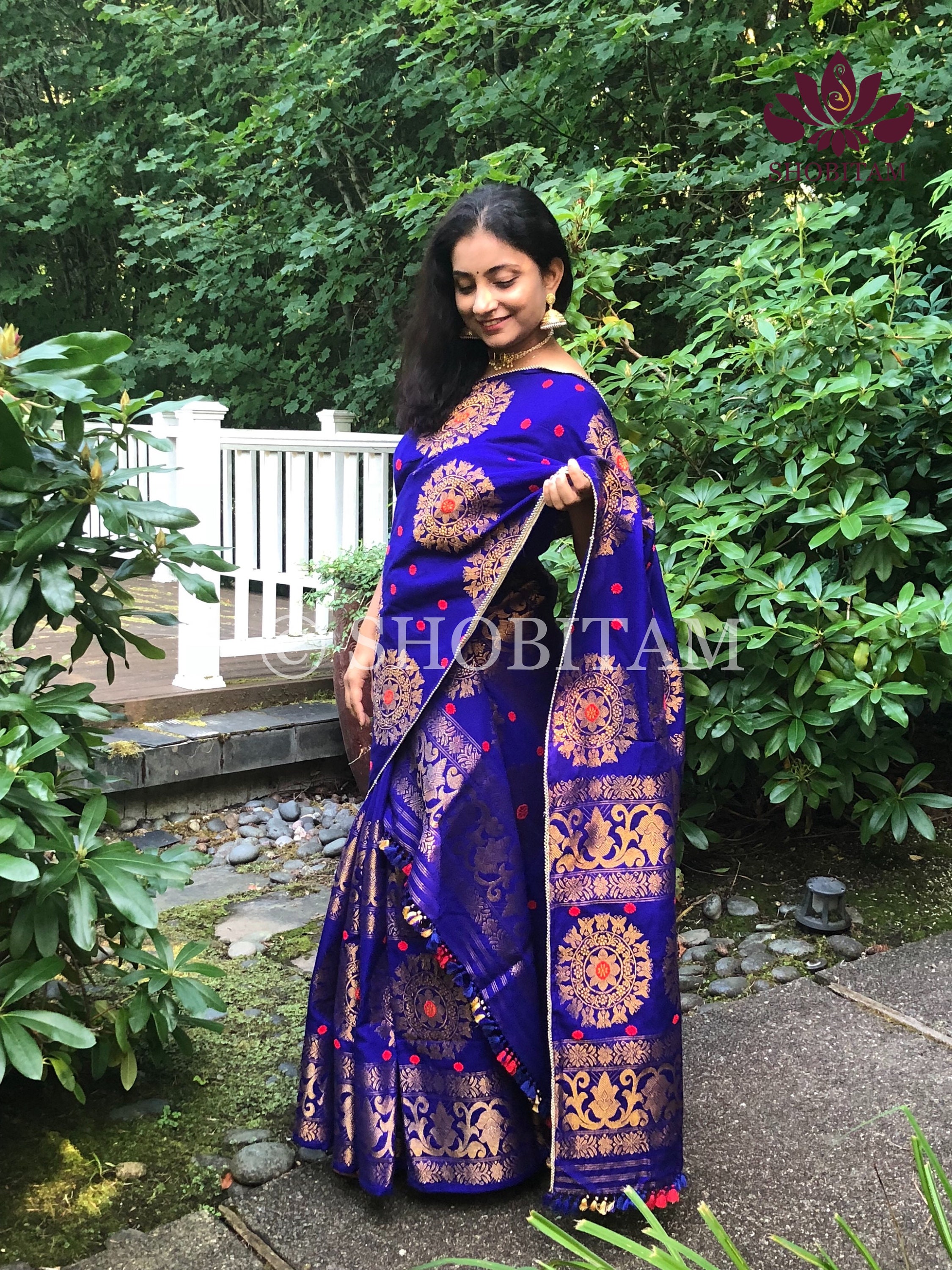 Padmini Cotton Royal Blue Mekhela Chador Assamese Style - Etsy India Padmini Cotton Royal Blue Mekhela Chador Assamese Style - Etsy India