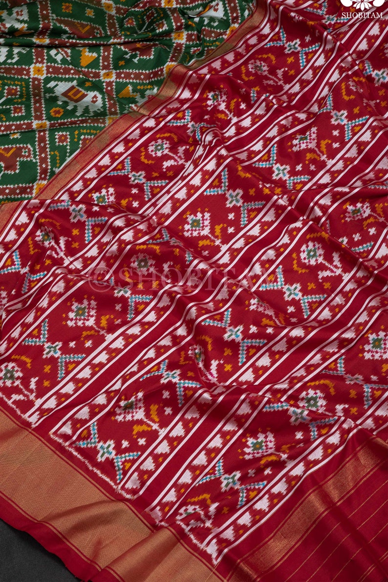 Shobitam Saree Ikkat Patola Design Pochampalli Pure Silk Saree I SILK MARK CERTIFIED