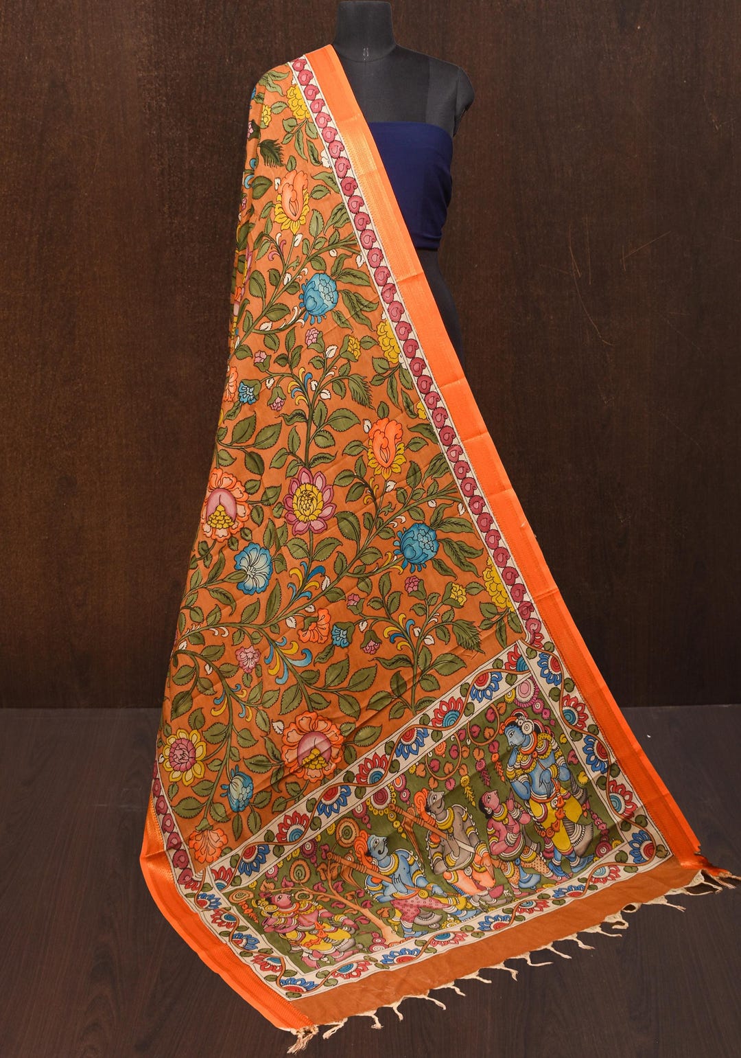 Orange - Cotton Jaipur Printed Dupatta 78