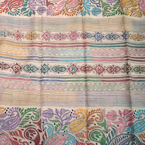 Kantha Embroidery Work Saree Off White
