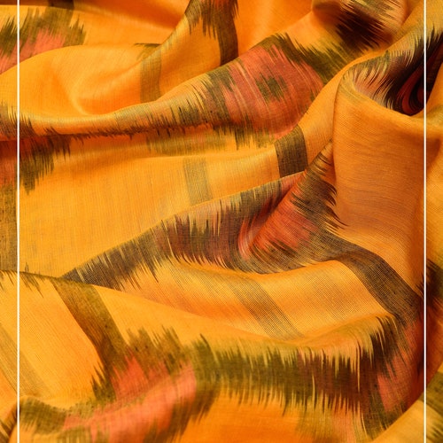 Ikkat Handwoven Silk Cotton Saree in shops Yellow and Blue | Sarees By Shobitam