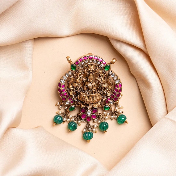 Pure Silver, Gold Plated Triveni Devi Pendant Israel