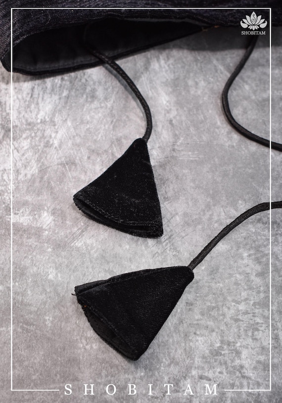 Buy Black Velvet Halter Neck Blouse With Sequin Border Shobitam