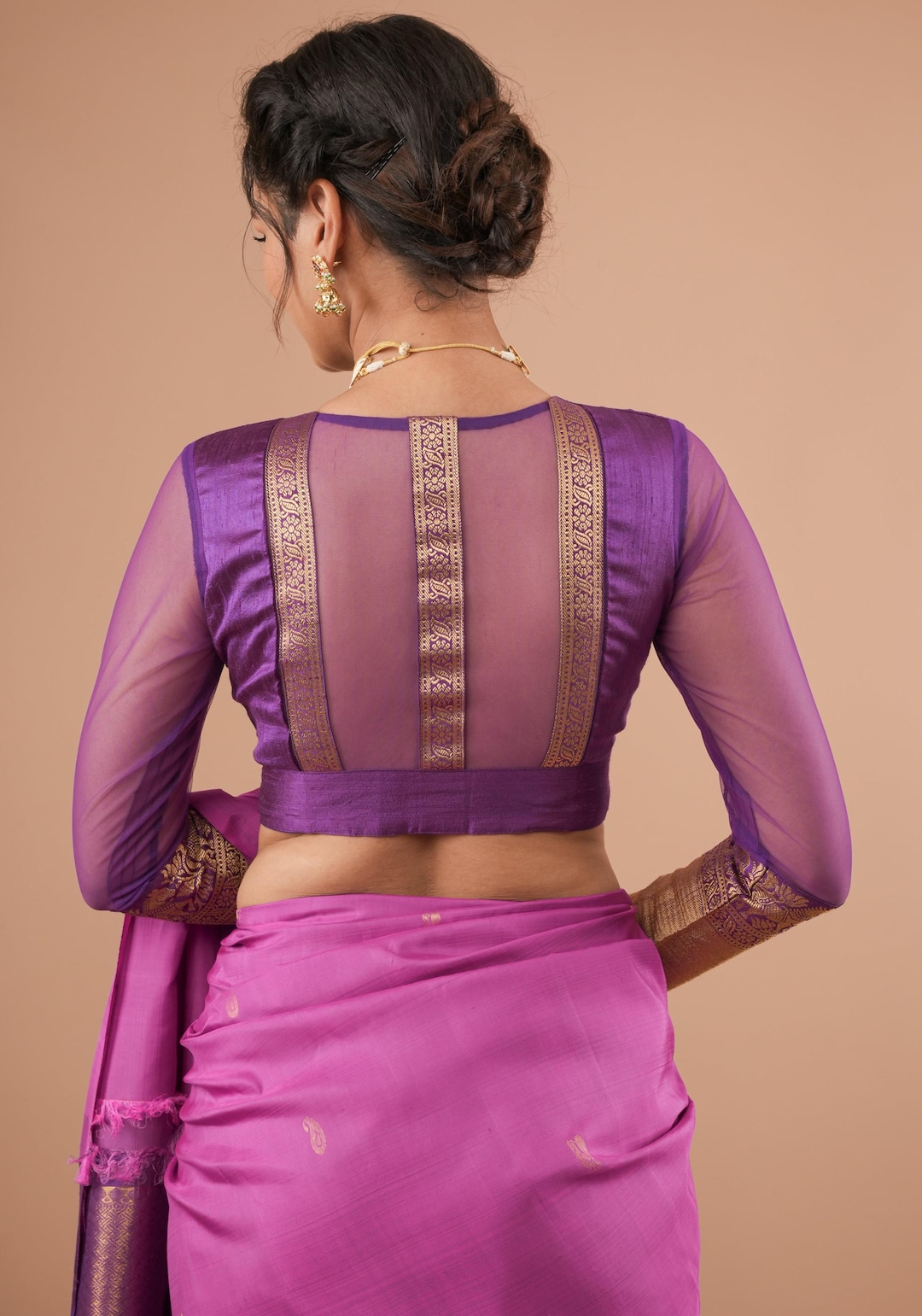 Purple Halter Neck Blouse in Raw Silk main image 1