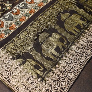 Gajji Silk Saree With Gotta Patti Border and Kalamkari Digital Print in