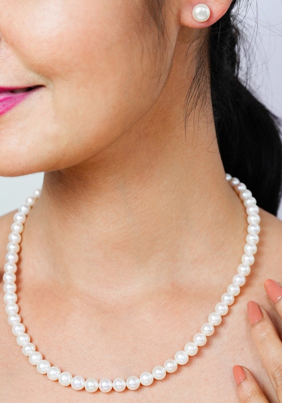 Luxurious Single Line Pearl AAA Quality Pearl Necklace Set Etsy Canada