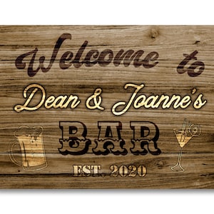 Personalised Bar Sign METAL Plaque Western Style. Home Pub Shed Garage Man Cave. Screw Holes, Sticky Pads or Twine. Waterproof Canvas Frame