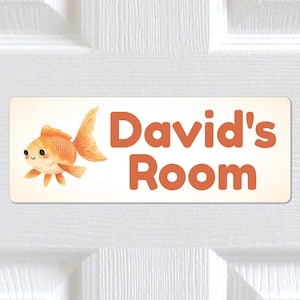 Personalised Any Name, Any Text METAL Cute Fish Door Sign, Plaque. Home Decor.  Indoor/Outdoor use. Kids Bedroom, Nursery. Boys Girls