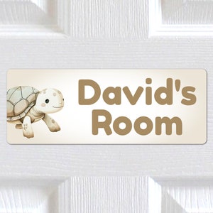 Personalised Any Name, Any Text METAL Cute Tortoise Door Sign Plaque. Home Decor. Indoor/Outdoor use. Kids Bedroom, Nursery. Boys, Girls.