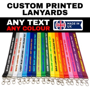 Printed Lanyards Personalised Custom Any Text Colour Lanyard Safety Break ID Card Holder.  Visitor Security Company Event Gig Show Staff